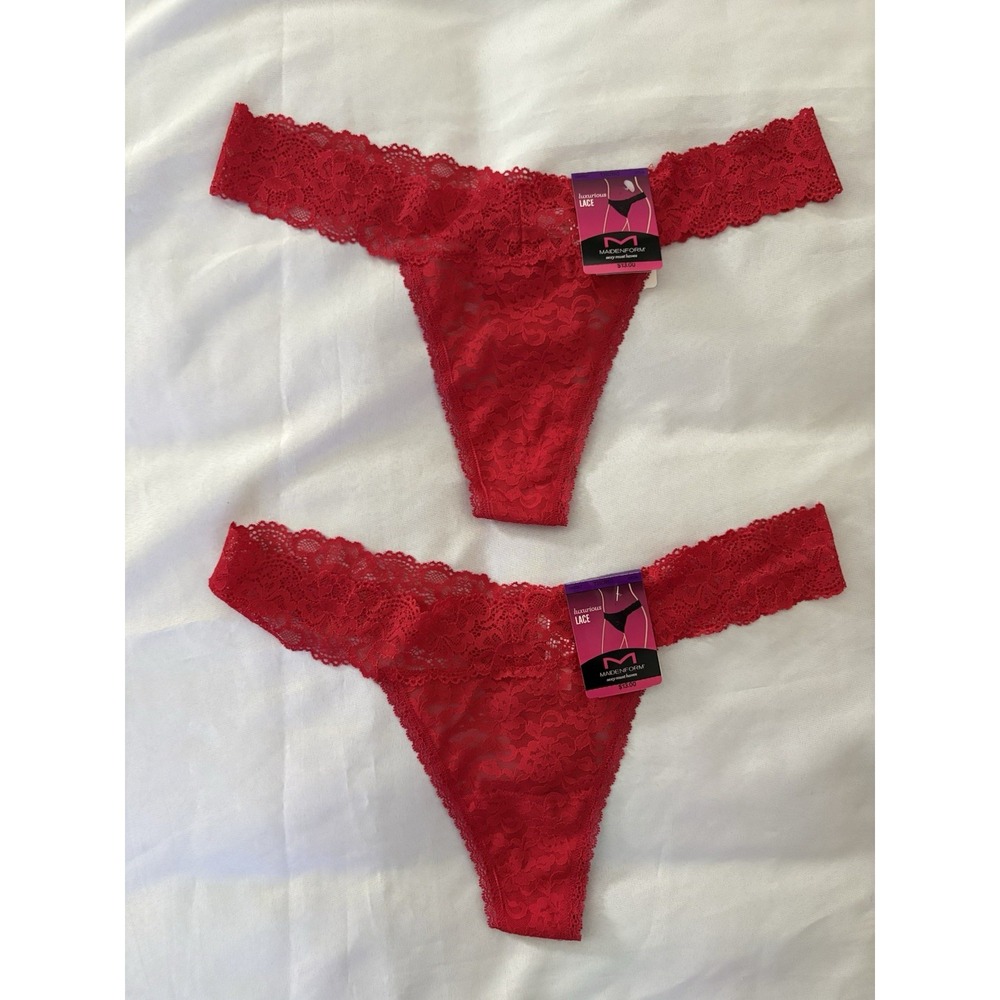 NEW Maidenform Luxurious Lace Thong 2xlarge White DMESLT 2 Pair Maidenform Thong
